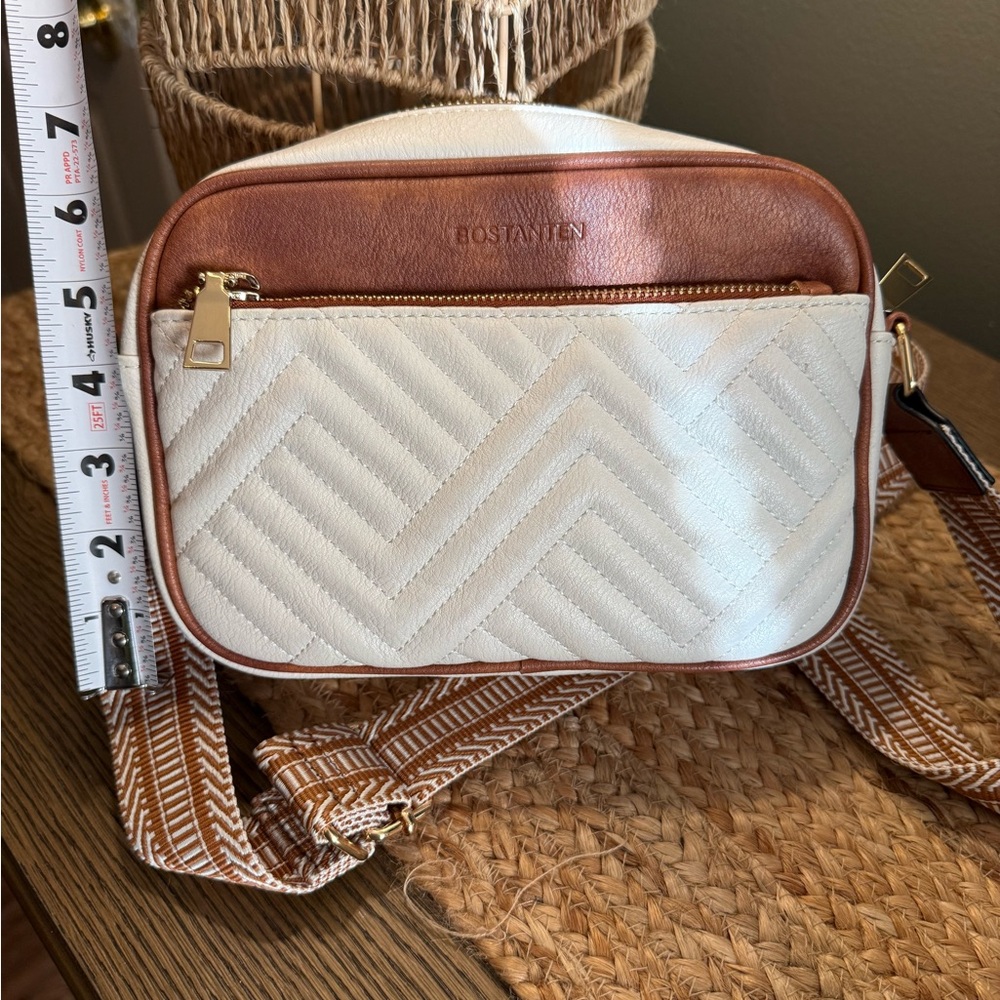 Bostanten Quilted Crossbody Bag in White and Brown - Picture 9 of 9